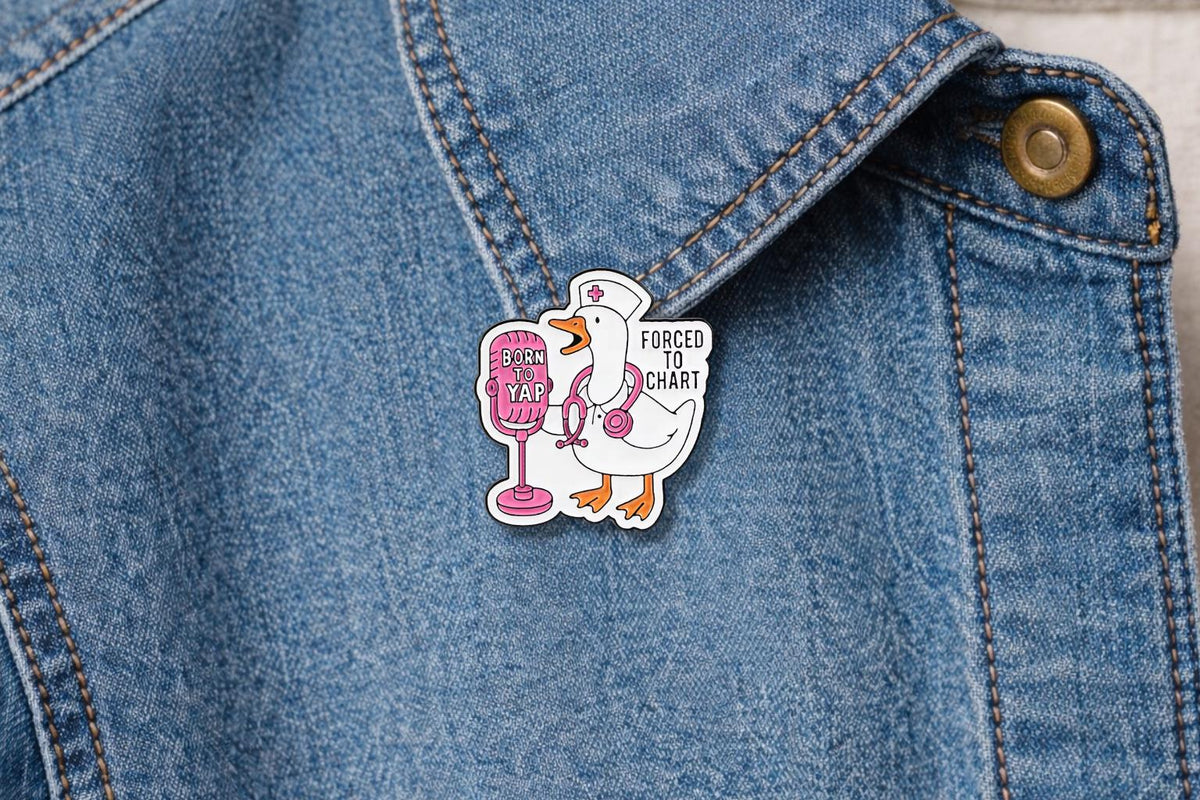 Professional Yapper Cat Enamel Pins Fun Cute Goose Nurse Born to Yap Lapel Brooch