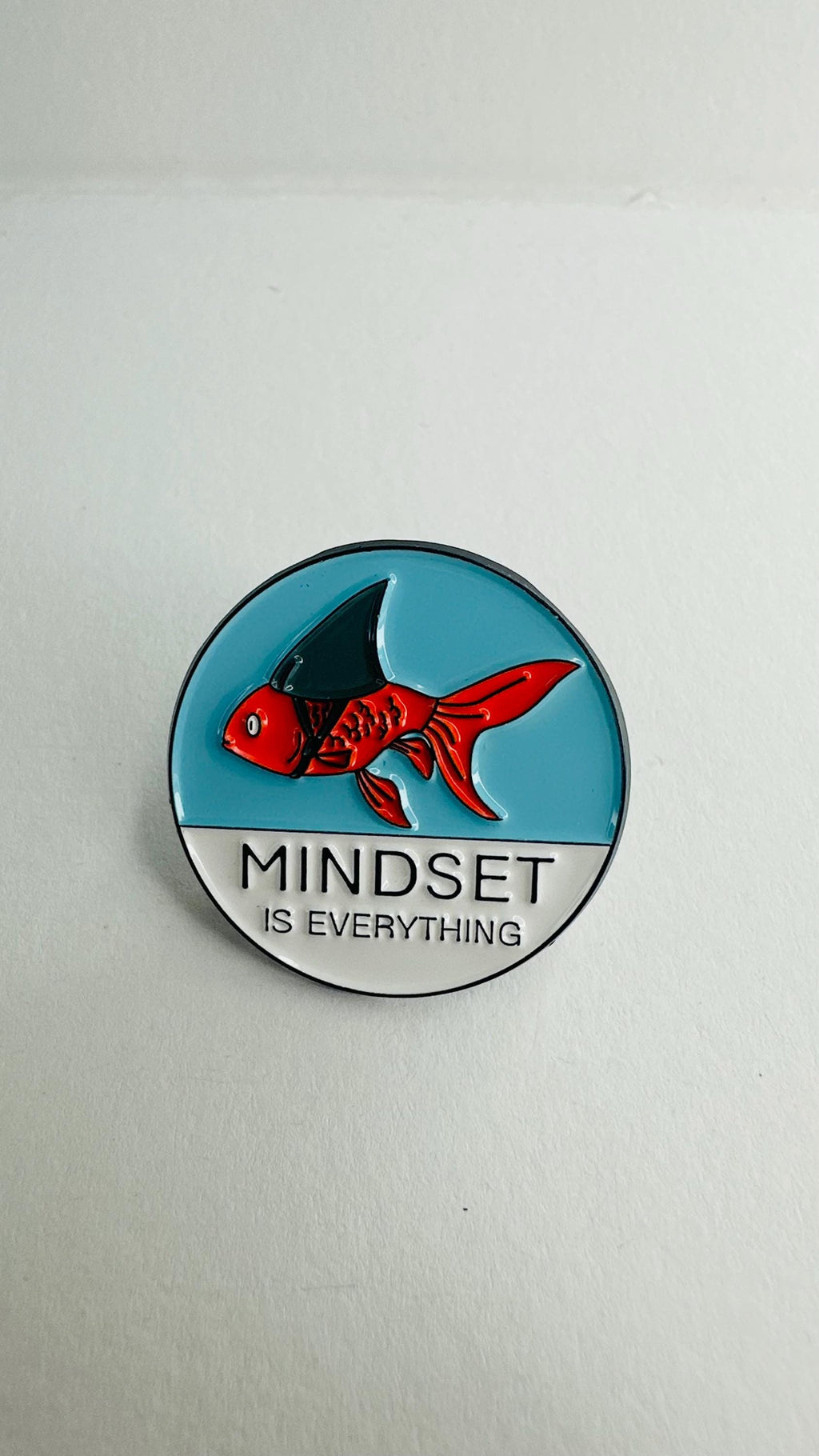 Goldfish Shark Enamel Pin Custom Mindset Is Everything Brooch Animal Lapel Badge Jewelry Gift for Kids and Friends