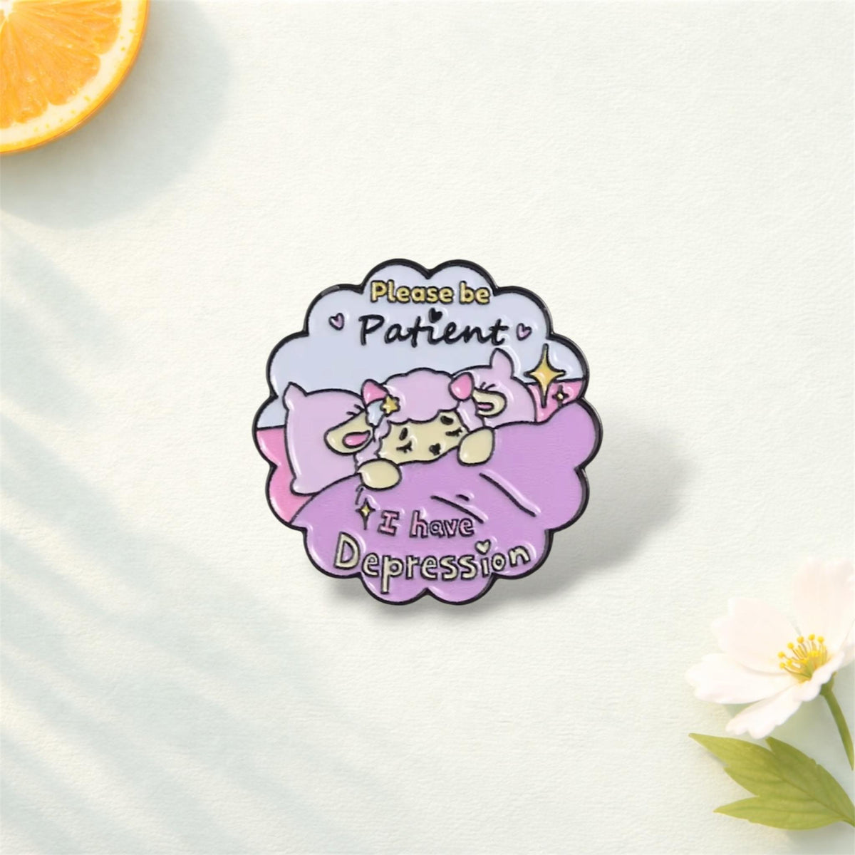 Funny Mental Health Enamel Pin – Cute Sheep Duck Skull Cartoon Brooch – Dark Humor Tombstone Lapel Badge – Quirky Aesthetic Jewelry Gift